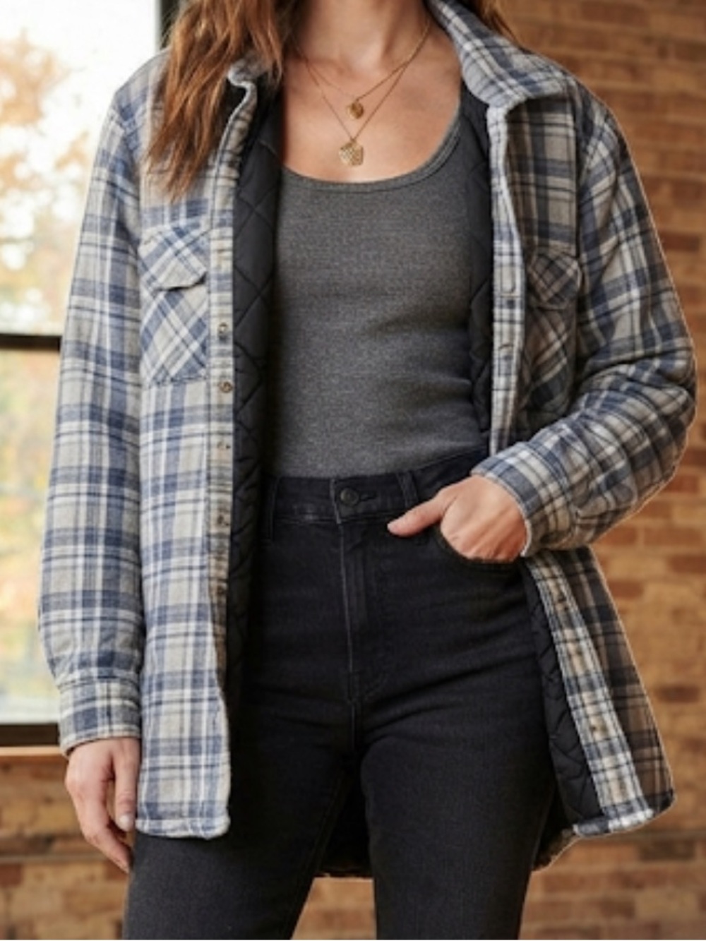 VINTAGE Flannel Shacket Smith’s American Plaid Button Down Shirt Jacket XXL